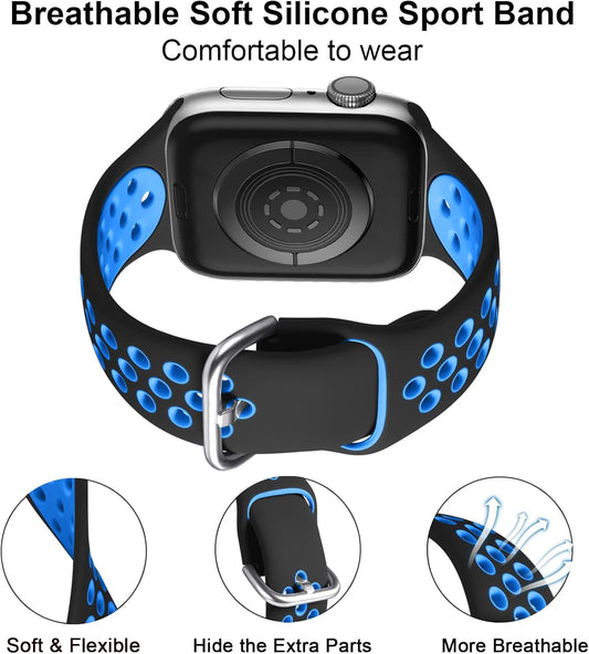 3 Pack Sport Bands Compatible with Apple Watch Band 44Mm 49Mm 46Mm 45Mm 42Mm 41Mm 40Mm 38Mm Men Women,Soft Silicone Breathable Band for Iwatch SE Ultra Iwatch Series 10 9 8 7 6 5 4 3 2 1
