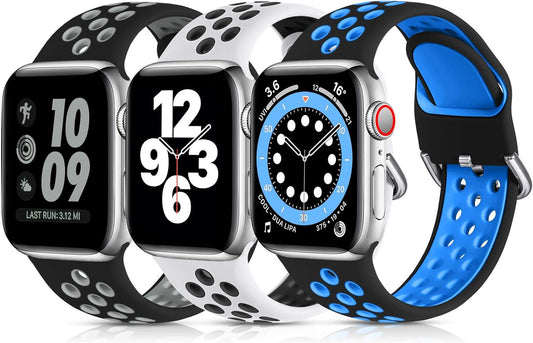 3 Pack Sport Bands Compatible with Apple Watch Band 44Mm 49Mm 46Mm 45Mm 42Mm 41Mm 40Mm 38Mm Men Women,Soft Silicone Breathable Band for Iwatch SE Ultra Iwatch Series 10 9 8 7 6 5 4 3 2 1